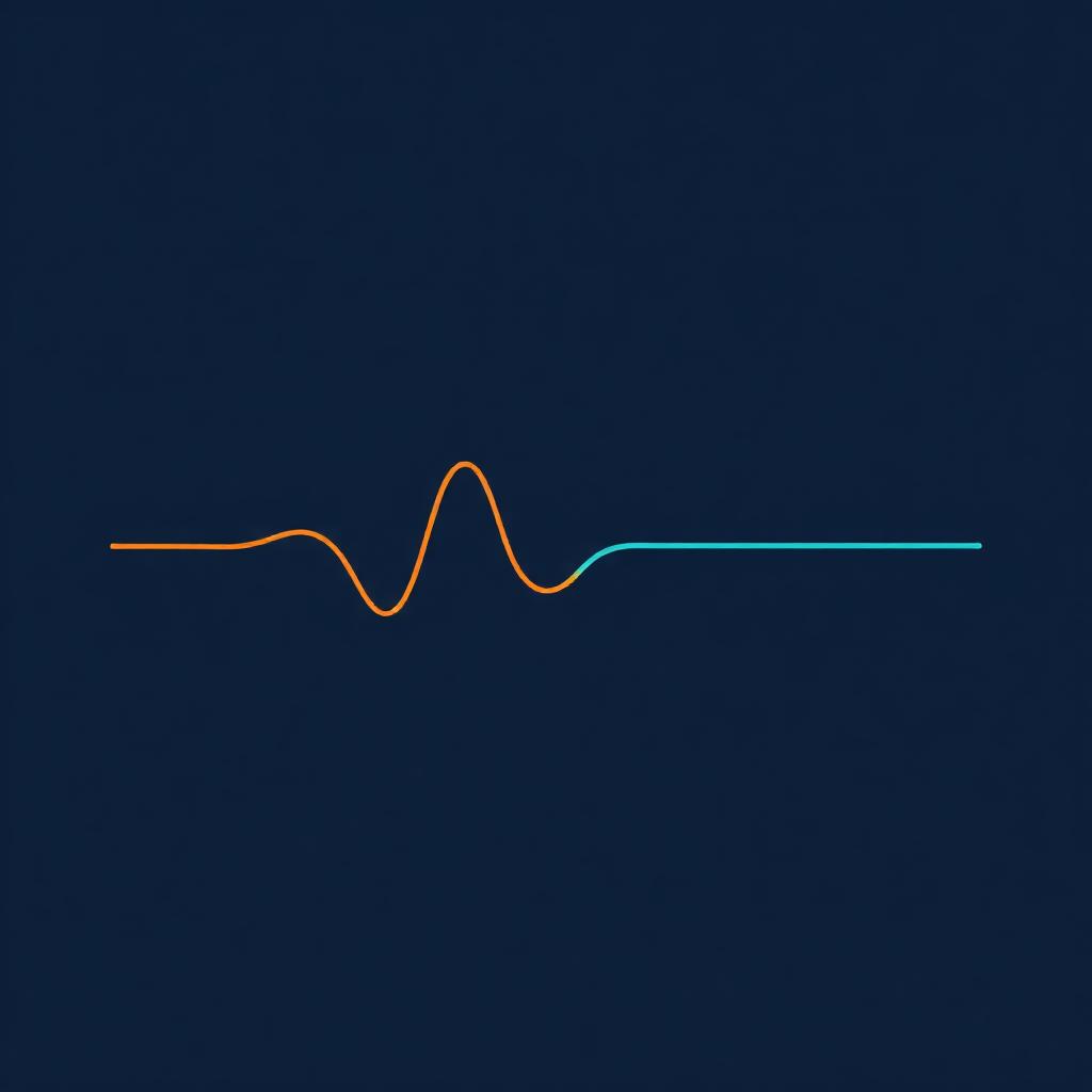 A wavering orange line that flattens into a calm teal line moving right, representing anxiety subsiding after quitting