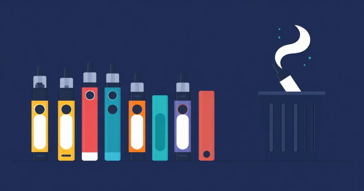 A row of colourful disposable vapes on a bright surface