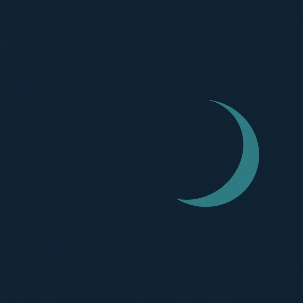 A teal crescent moon on a deep navy background, representing sleep and night after quitting vaping