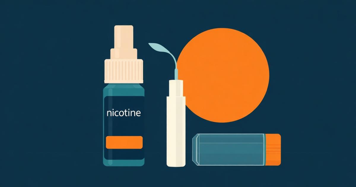 Nicotine mouth spray and inhaler cartridge on a neutral surface