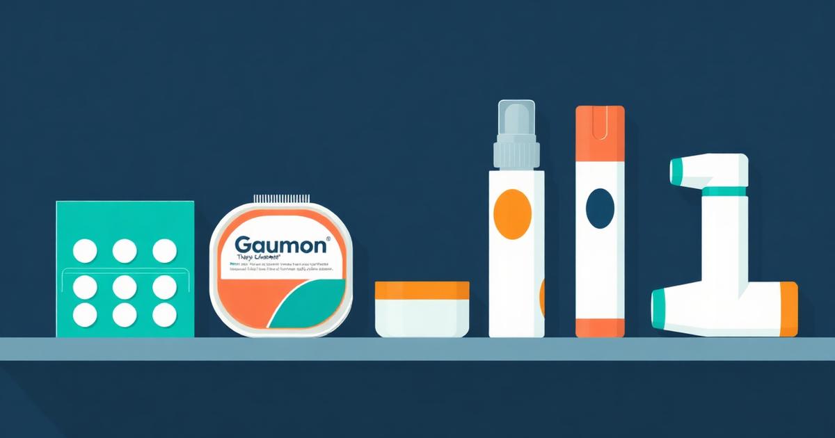 Neatly arranged nicotine patch, gum, and lozenge packets on a calm neutral background