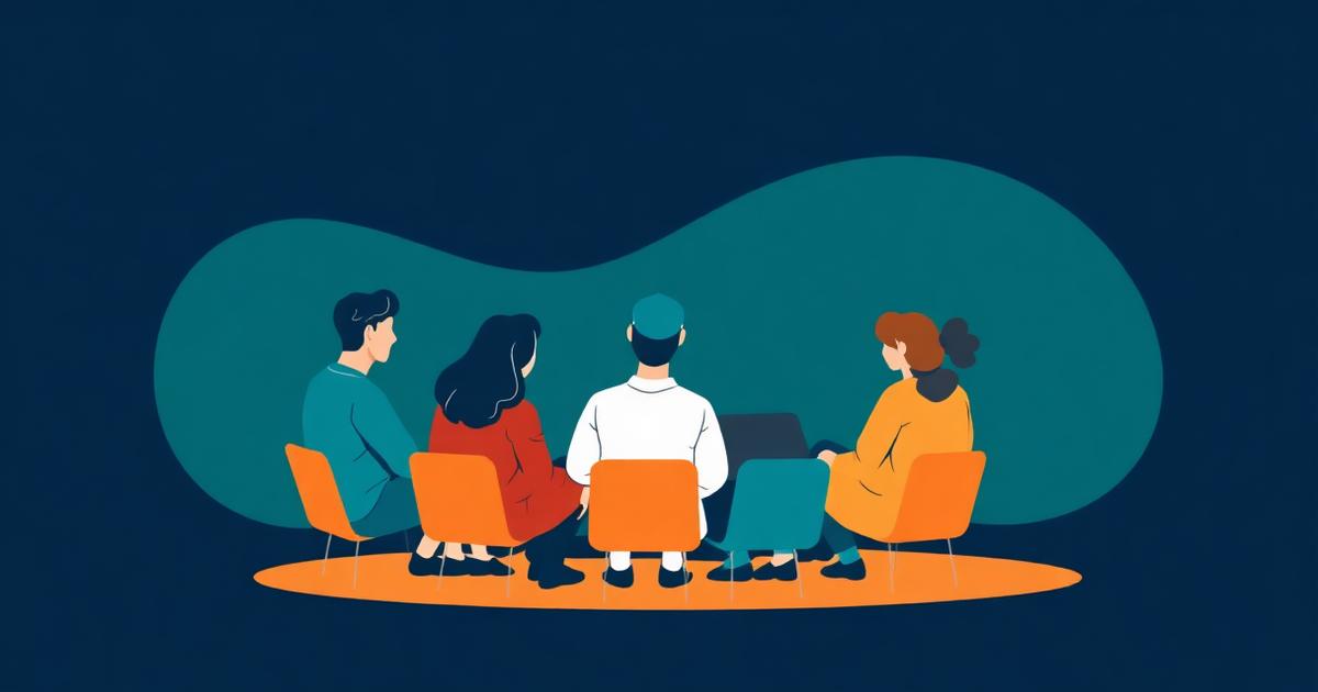 Small support group meeting in a community room
