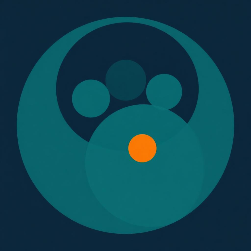 Three overlapping teal circles with a single glowing orange dot, representing a social group and one person's craving