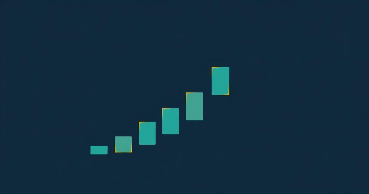 Rising teal bars on deep navy with a single orange bar at the end, representing a quit streak