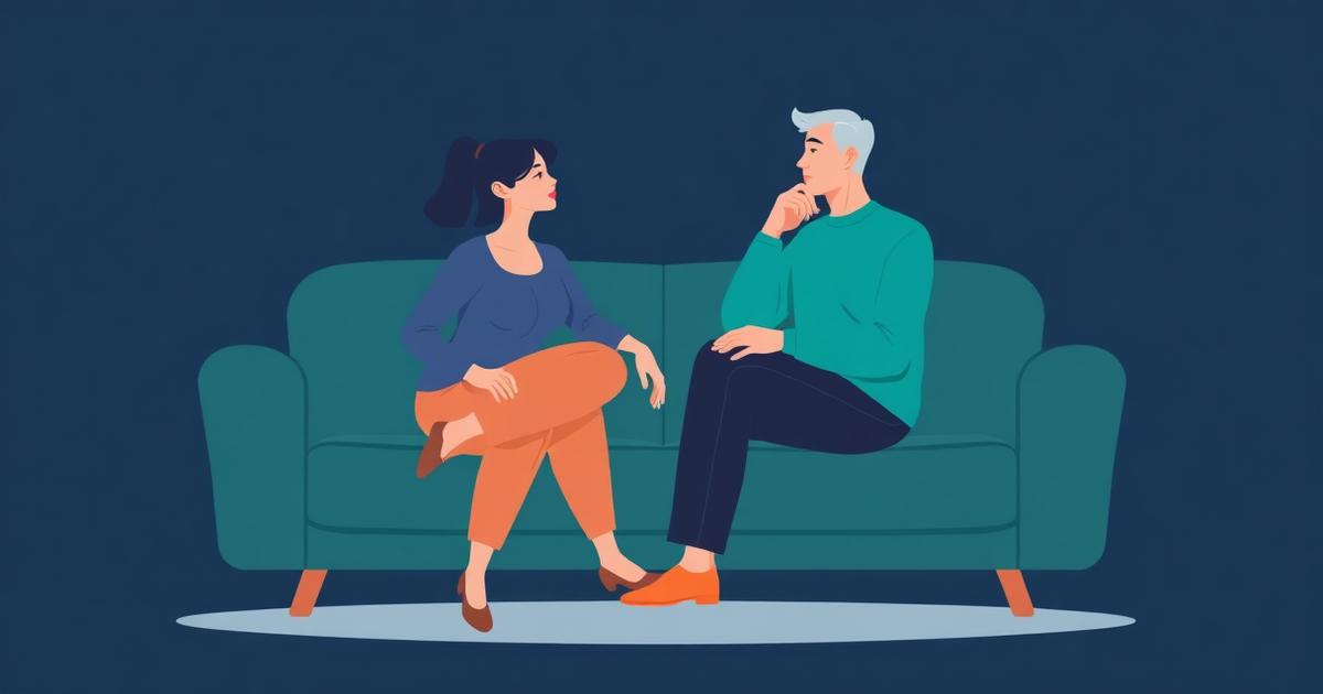 Two people sitting together on a couch with mugs