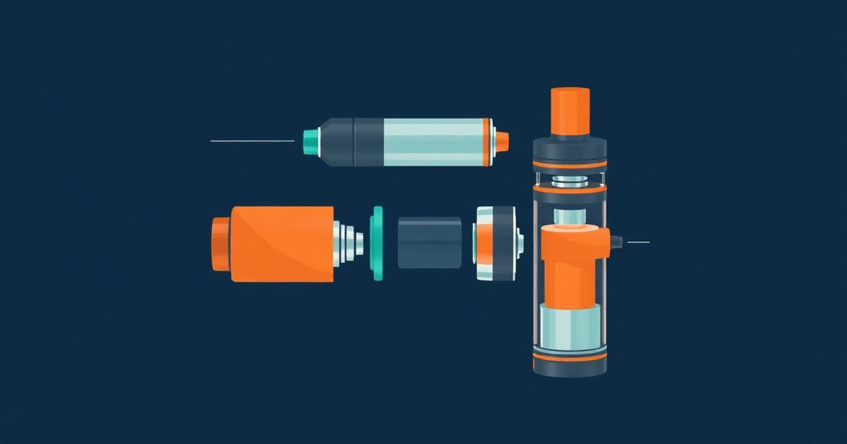 Overhead flat-lay of several generic vape devices on a neutral surface