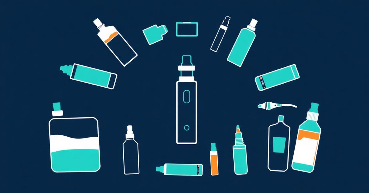 Neutral flat-lay of assorted nicotine and cessation products on a calm surface