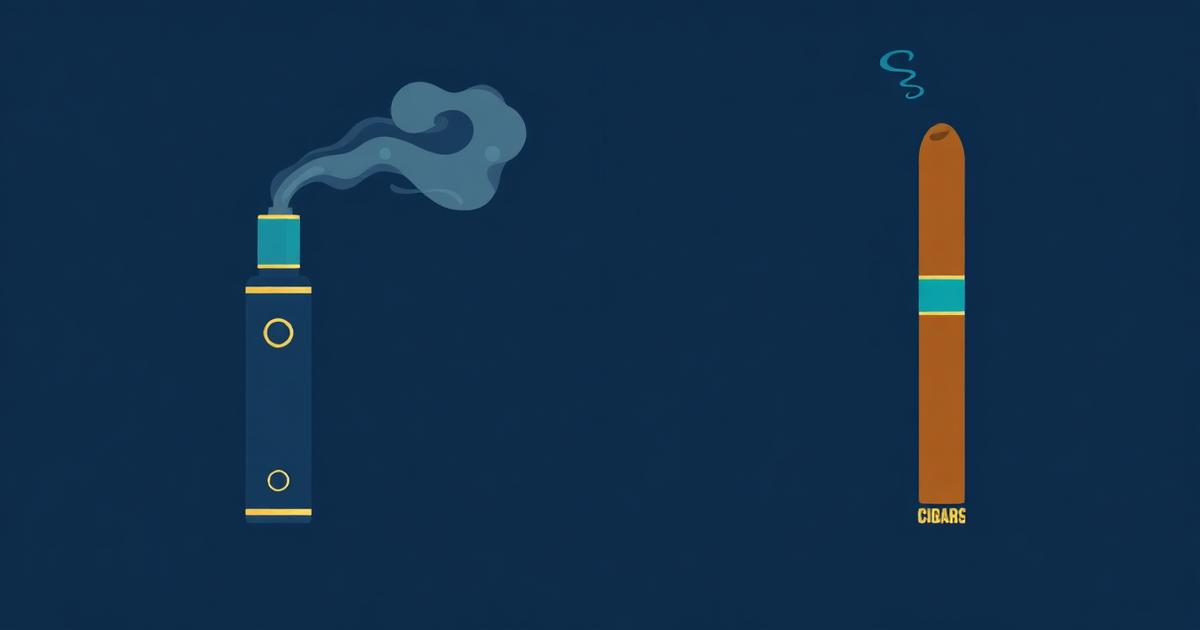 Abstract two-column layout representing a comparison between vaping and cigars