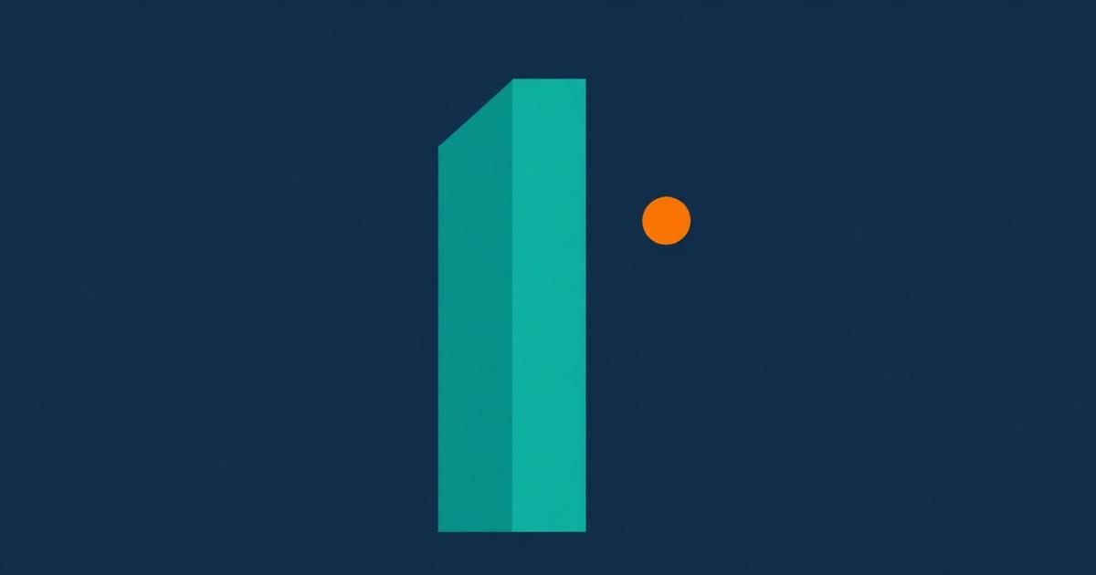 Two abstract teal columns of different heights on deep navy with a single orange dot, representing a comparison