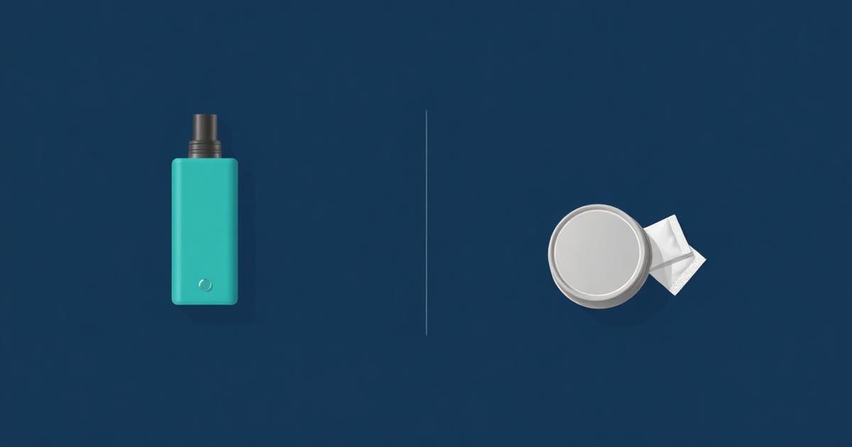 Abstract two-column layout representing a comparison between vaping and snus